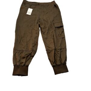 Zara Pants Satin Effect Jogging Pants High Waist Belt Loops Side Pockets